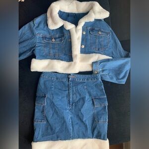 Denim & Faux Fur 2pc Set